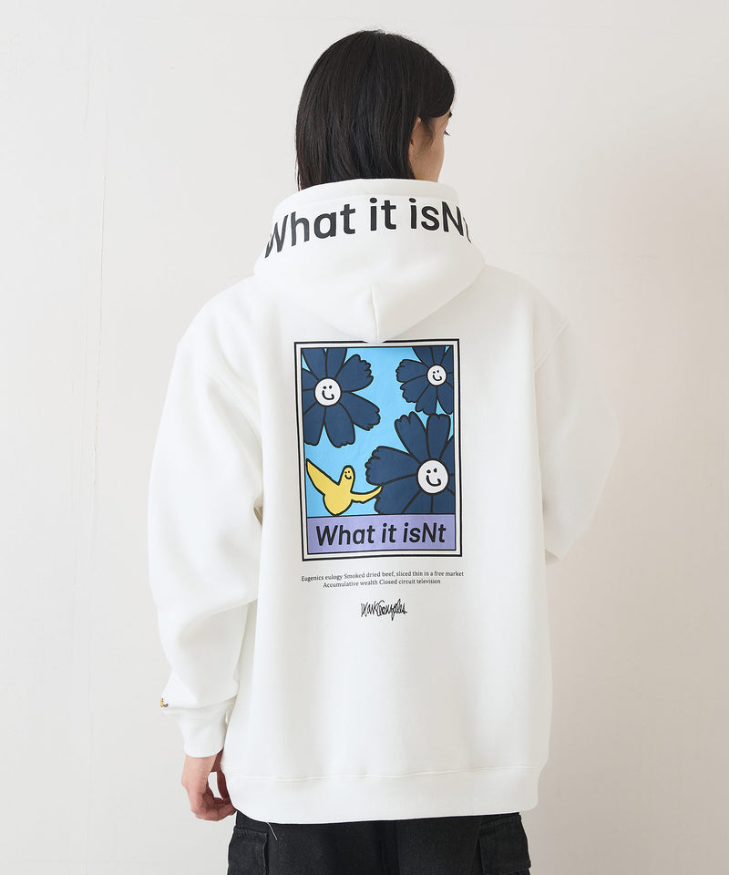 （What it isNt）ART BY MARKGONZALES / (ワットイットイズント) アートバイマークゴンザレス リラックスフィット　バックプリント 裏起毛フーディー プルオーバーパーカー  ユニセックス