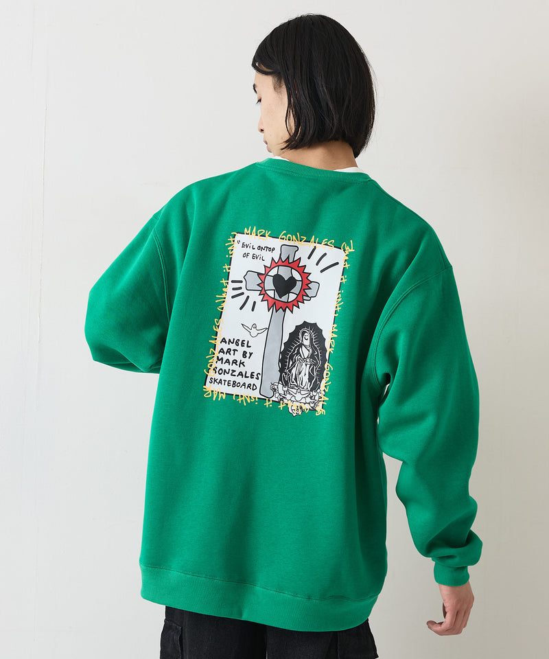 （What it isNt）ART BY MARKGONZALES / (ワットイットイズント) アートバイマークゴンザレス リラックスフィット　バックプリント 裏起毛 クルーネックトレーナー  ユニセックス