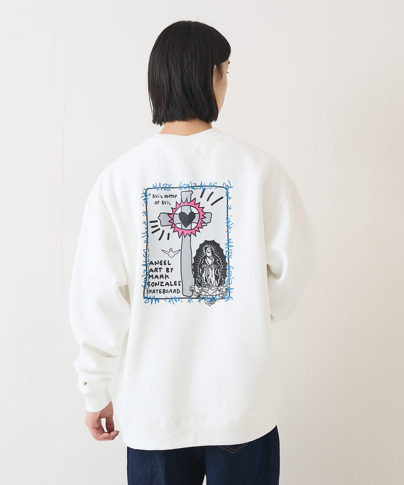 （What it isNt）ART BY MARKGONZALES / (ワットイットイズント) アートバイマークゴンザレス リラックスフィット　バックプリント 裏起毛 クルーネックトレーナー  ユニセックス