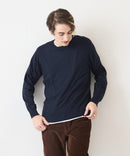 高機能カシミヤタッチ クルーネック セーター 素肌で着れるセーター マシンウォッシャブル アンチプリング 静電気防止 ストレッチ BLUE STANDARD