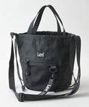 【Lee/リー】【撥水ポリエステル素材を使用】巾着ショルダーバッグ 2way仕様 テープチャーム付き デイリーユース ブラック FREE ❘ジーンズメイト公式オンラインショップ