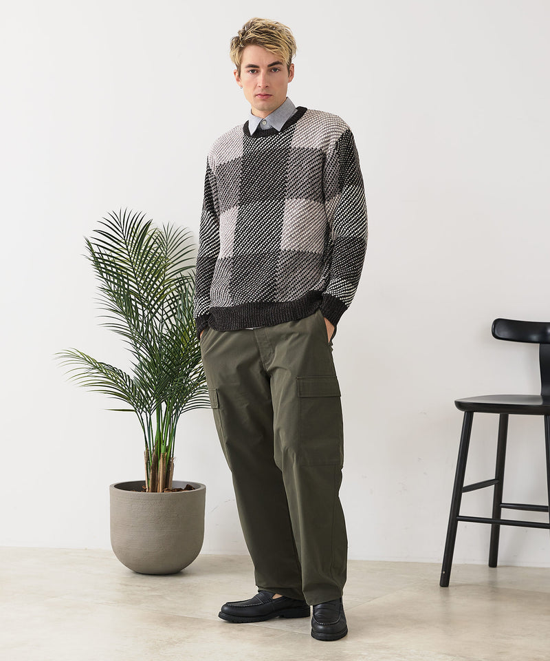 【BLUE STANDARD/ブルースタンダード】モールチェックニット セーター 冬服 防寒 暖服