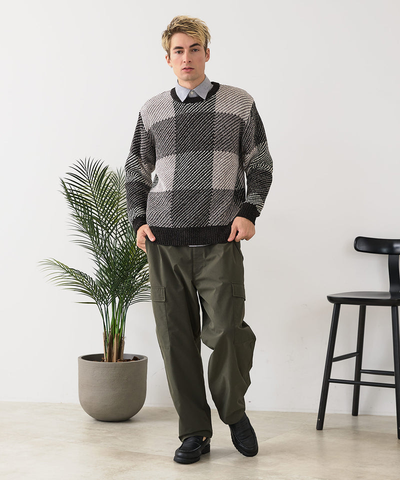 【BLUE STANDARD/ブルースタンダード】モールチェックニット セーター 冬服 防寒 暖服