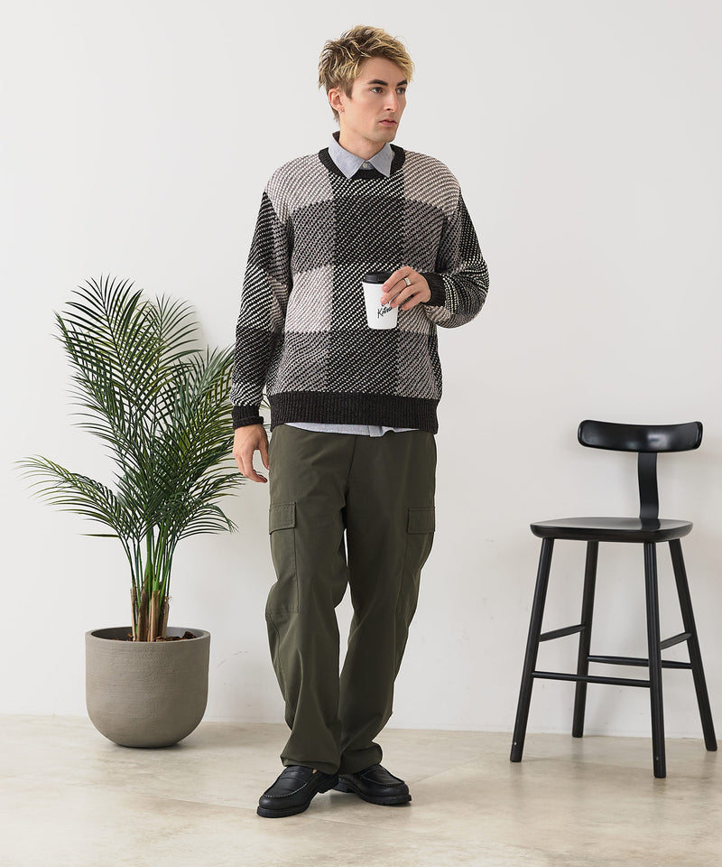 【BLUE STANDARD/ブルースタンダード】モールチェックニット セーター 冬服 防寒 暖服
