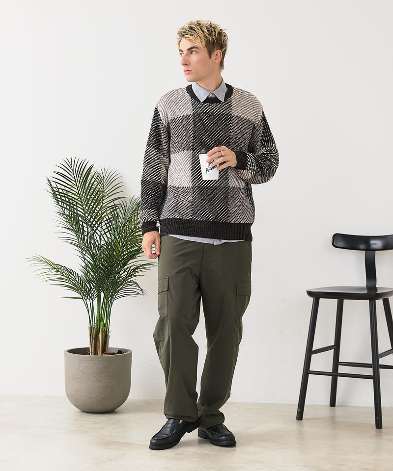 【BLUE STANDARD/ブルースタンダード】モールチェックニット セーター 冬服 防寒 暖服