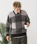 【BLUE STANDARD/ブルースタンダード】モールチェックニット セーター 冬服 防寒 暖服