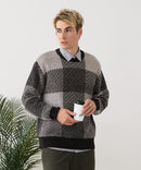 【BLUE STANDARD/ブルースタンダード】モールチェックニット セーター 冬服 防寒 暖服