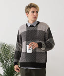 【BLUE STANDARD/ブルースタンダード】モールチェックニット セーター 冬服 防寒 暖服