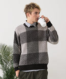 【BLUE STANDARD/ブルースタンダード】モールチェックニット セーター 冬服 防寒 暖服