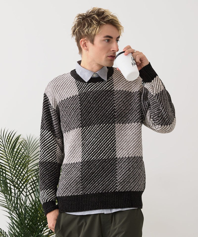 【BLUE STANDARD/ブルースタンダード】モールチェックニット セーター 冬服 防寒 暖服