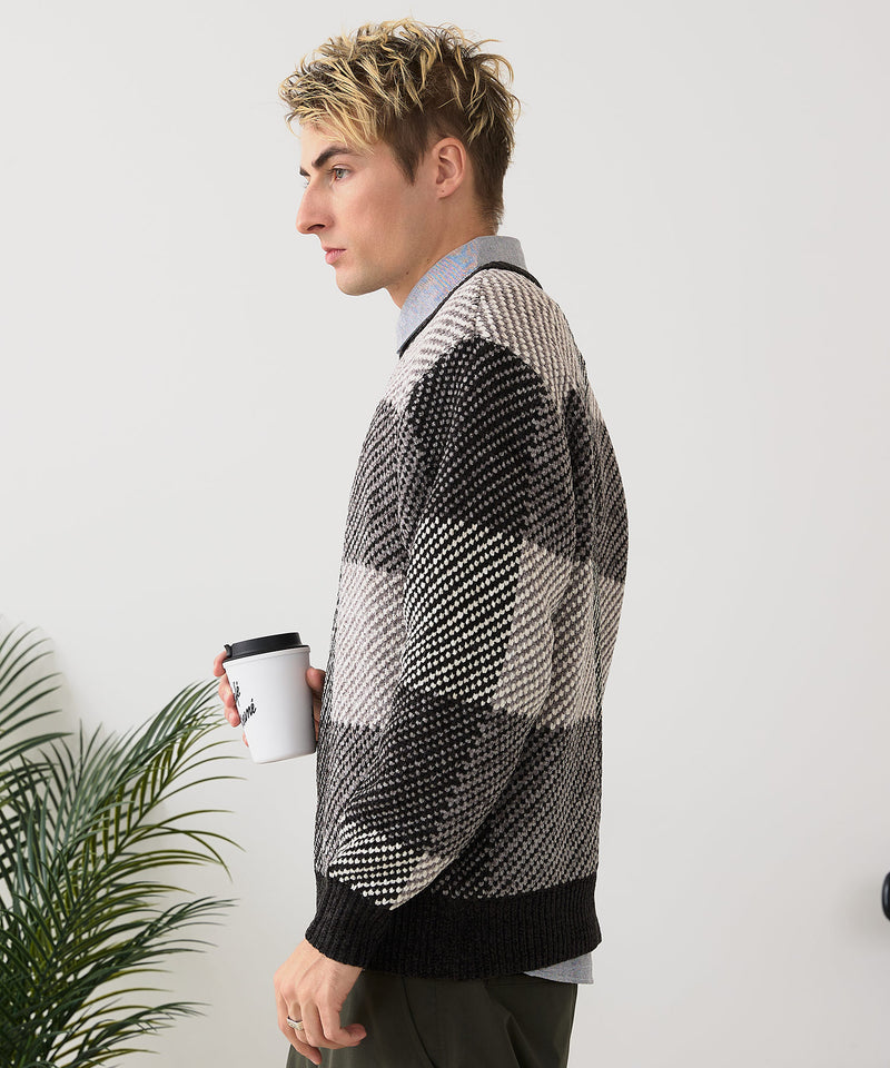 【BLUE STANDARD/ブルースタンダード】モールチェックニット セーター 冬服 防寒 暖服