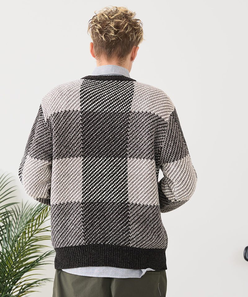【BLUE STANDARD/ブルースタンダード】モールチェックニット セーター 冬服 防寒 暖服