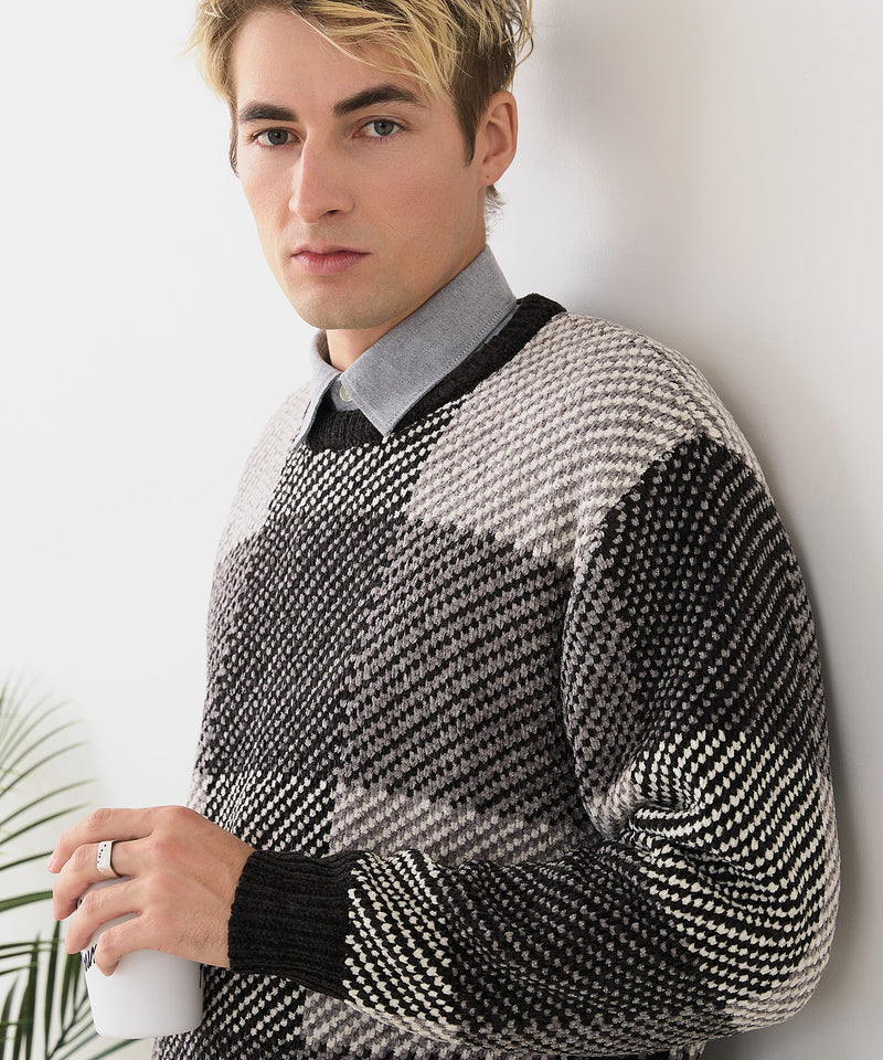 【BLUE STANDARD/ブルースタンダード】モールチェックニット セーター 冬服 防寒 暖服