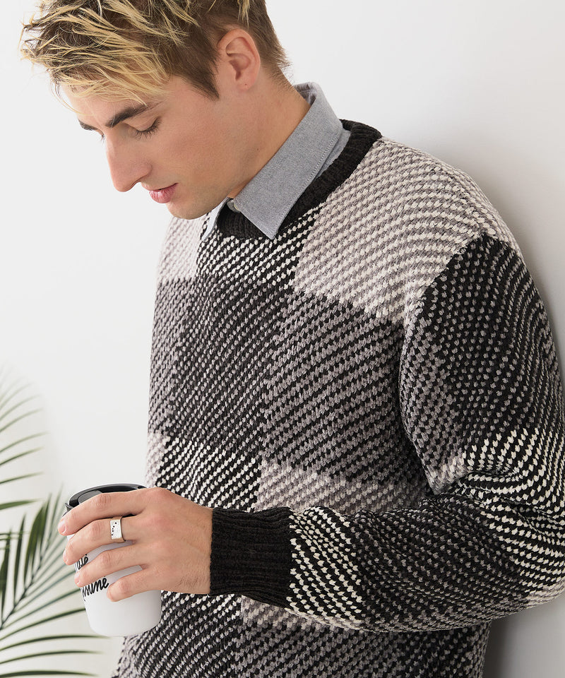 【BLUE STANDARD/ブルースタンダード】モールチェックニット セーター 冬服 防寒 暖服