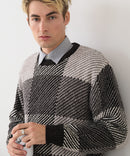 【BLUE STANDARD/ブルースタンダード】モールチェックニット セーター 冬服 防寒 暖服