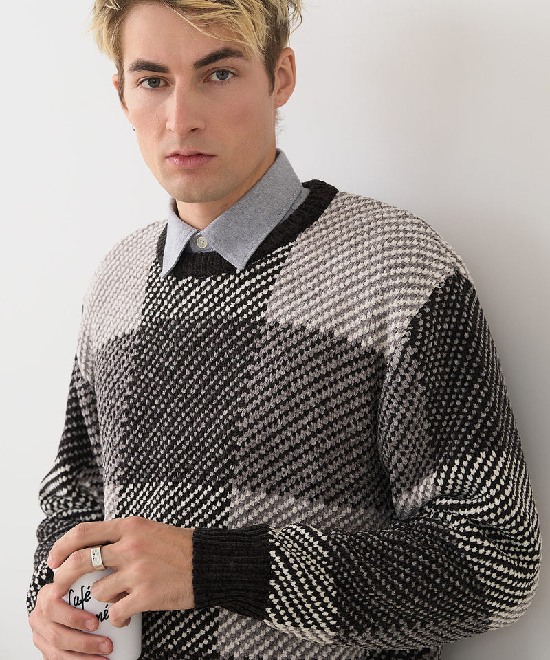 【BLUE STANDARD/ブルースタンダード】モールチェックニット セーター 冬服 防寒 暖服