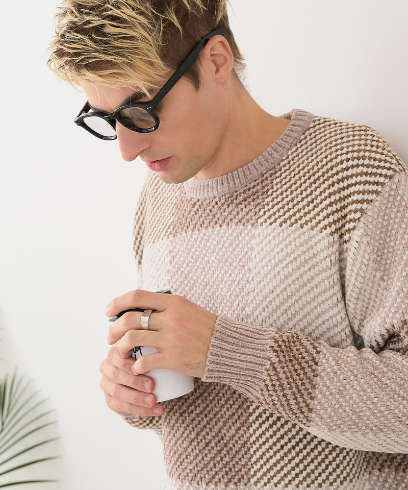 【BLUE STANDARD/ブルースタンダード】モールチェックニット セーター 冬服 防寒 暖服