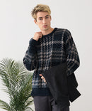 【BLUE STANDARD/ブルースタンダード】モールチェックニット セーター 冬服 防寒 暖服