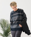 【BLUE STANDARD/ブルースタンダード】モールチェックニット セーター 冬服 防寒 暖服