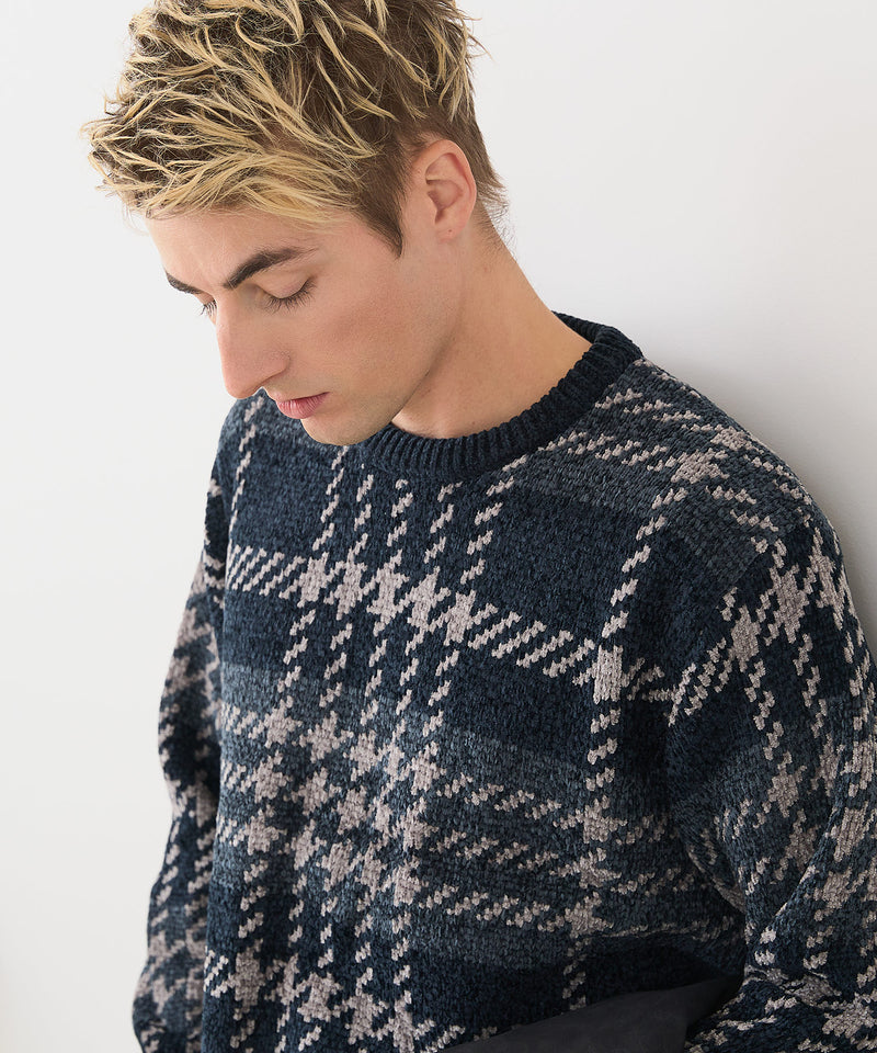 【BLUE STANDARD/ブルースタンダード】モールチェックニット セーター 冬服 防寒 暖服