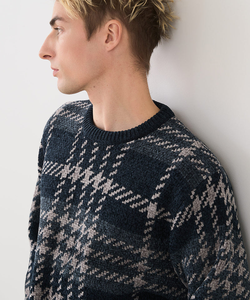 【BLUE STANDARD/ブルースタンダード】モールチェックニット セーター 冬服 防寒 暖服