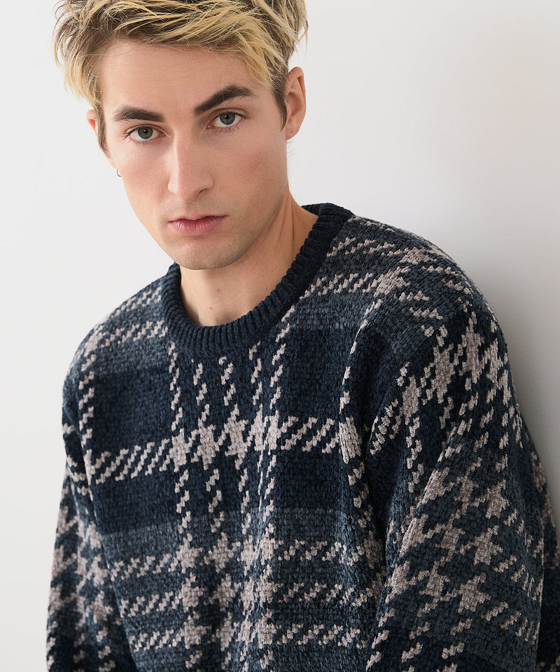 【BLUE STANDARD/ブルースタンダード】モールチェックニット セーター 冬服 防寒 暖服