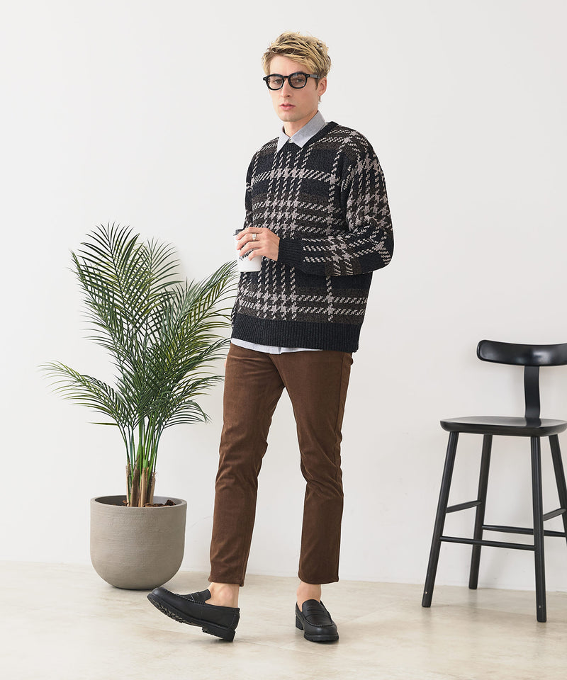 【BLUE STANDARD/ブルースタンダード】モールチェックニット セーター 冬服 防寒 暖服