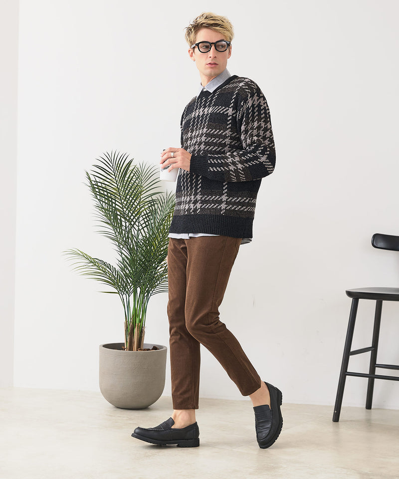 【BLUE STANDARD/ブルースタンダード】モールチェックニット セーター 冬服 防寒 暖服