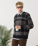 【BLUE STANDARD/ブルースタンダード】モールチェックニット セーター 冬服 防寒 暖服