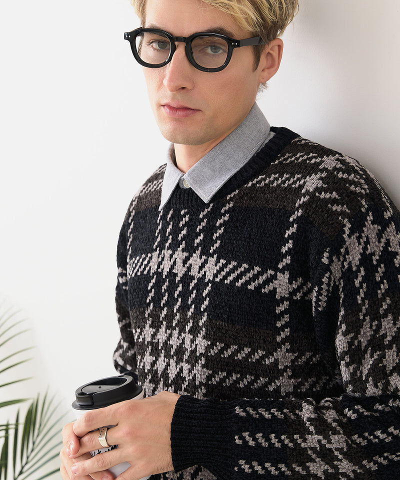 【BLUE STANDARD/ブルースタンダード】モールチェックニット セーター 冬服 防寒 暖服