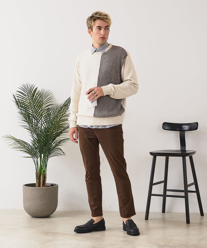 【BLUE STANDARD/ブルースタンダード】モール切り替えニット セーター 冬服 防寒 暖服