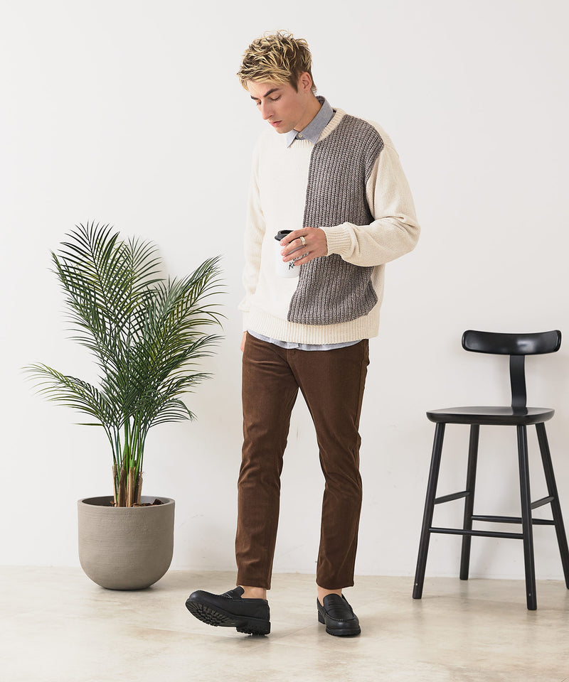 【BLUE STANDARD/ブルースタンダード】モール切り替えニット セーター 冬服 防寒 暖服