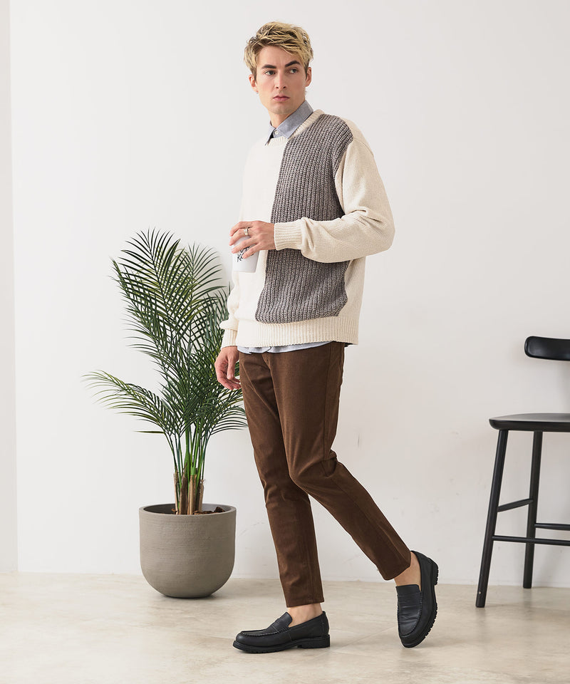 【BLUE STANDARD/ブルースタンダード】モール切り替えニット セーター 冬服 防寒 暖服