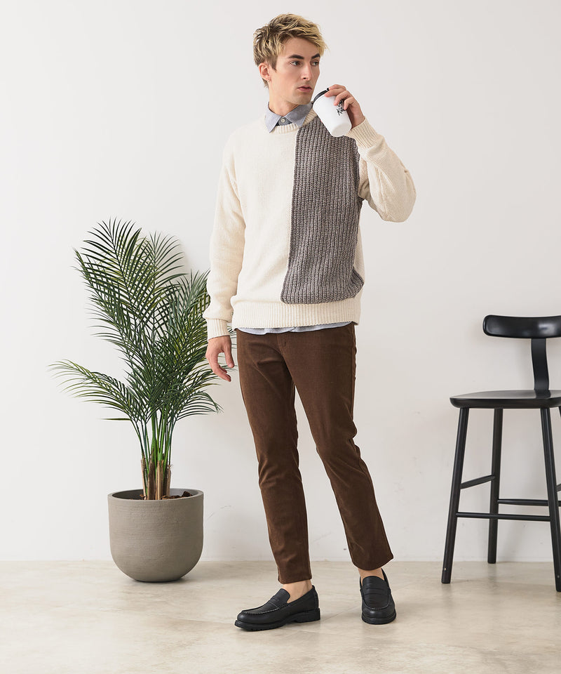 【BLUE STANDARD/ブルースタンダード】モール切り替えニット セーター 冬服 防寒 暖服