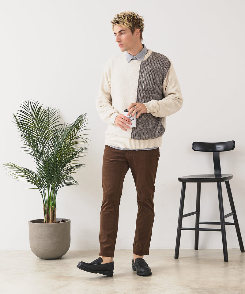 【BLUE STANDARD/ブルースタンダード】モール切り替えニット セーター 冬服 防寒 暖服