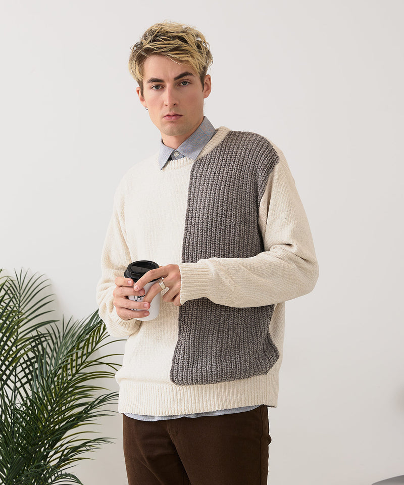 【BLUE STANDARD/ブルースタンダード】モール切り替えニット セーター 冬服 防寒 暖服