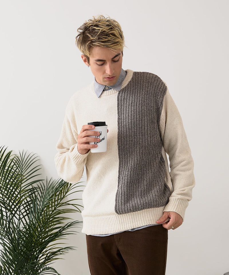 【BLUE STANDARD/ブルースタンダード】モール切り替えニット セーター 冬服 防寒 暖服