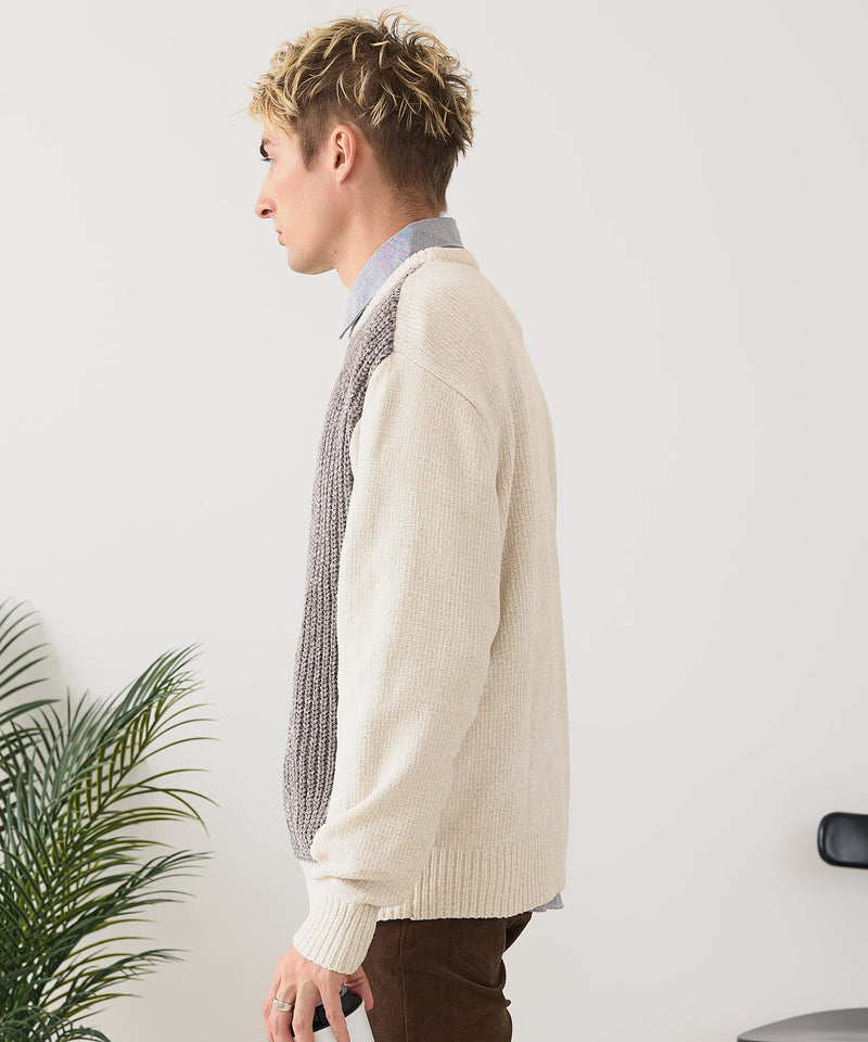 【BLUE STANDARD/ブルースタンダード】モール切り替えニット セーター 冬服 防寒 暖服