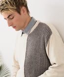 【BLUE STANDARD/ブルースタンダード】モール切り替えニット セーター 冬服 防寒 暖服