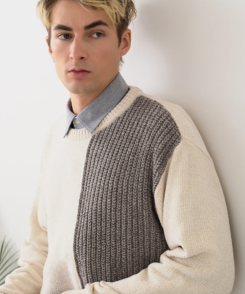 【BLUE STANDARD/ブルースタンダード】モール切り替えニット セーター 冬服 防寒 暖服