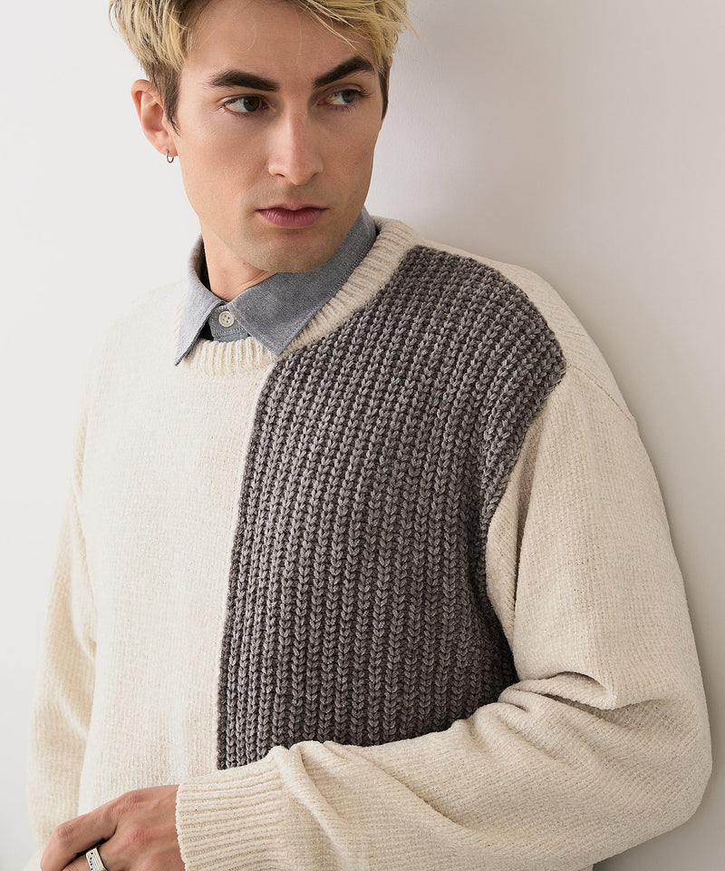 【BLUE STANDARD/ブルースタンダード】モール切り替えニット セーター 冬服 防寒 暖服