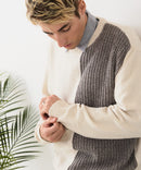 【BLUE STANDARD/ブルースタンダード】モール切り替えニット セーター 冬服 防寒 暖服