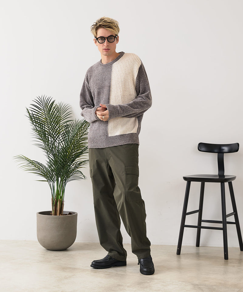 【BLUE STANDARD/ブルースタンダード】モール切り替えニット セーター 冬服 防寒 暖服