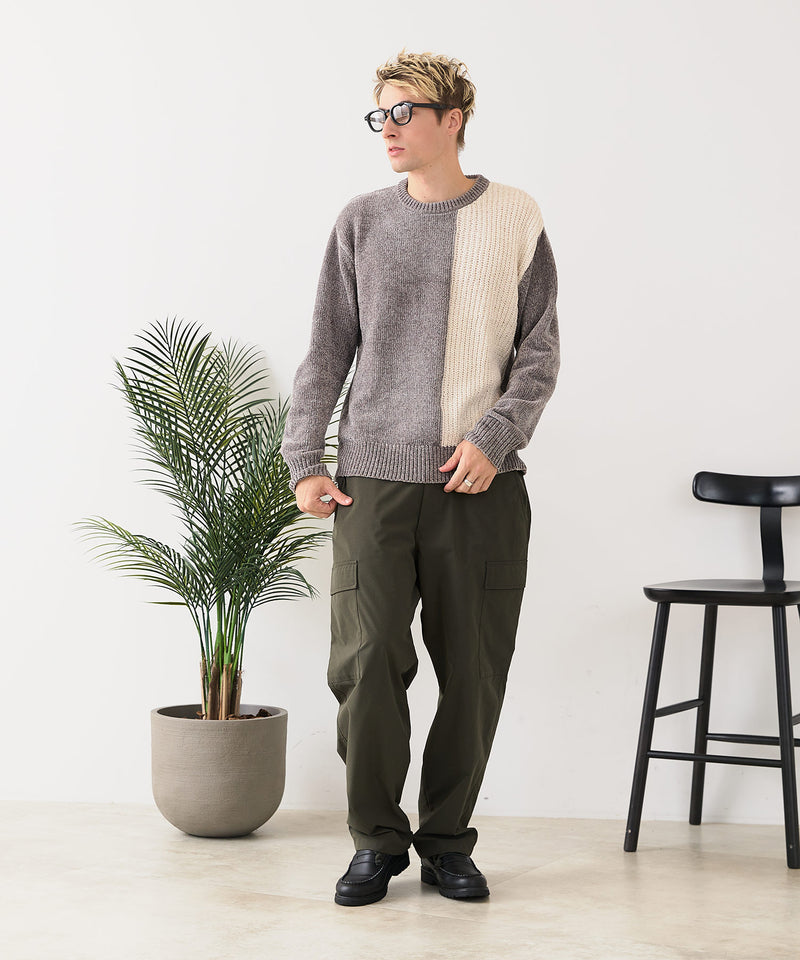 【BLUE STANDARD/ブルースタンダード】モール切り替えニット セーター 冬服 防寒 暖服
