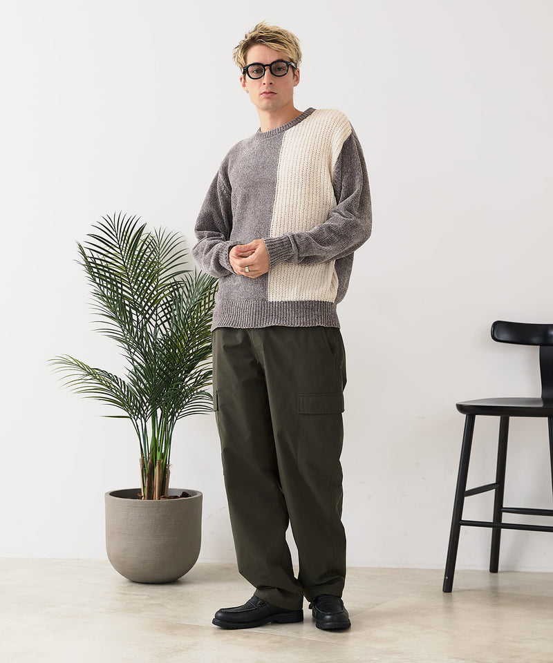 【BLUE STANDARD/ブルースタンダード】モール切り替えニット セーター 冬服 防寒 暖服