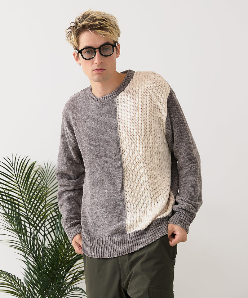 【BLUE STANDARD/ブルースタンダード】モール切り替えニット セーター 冬服 防寒 暖服