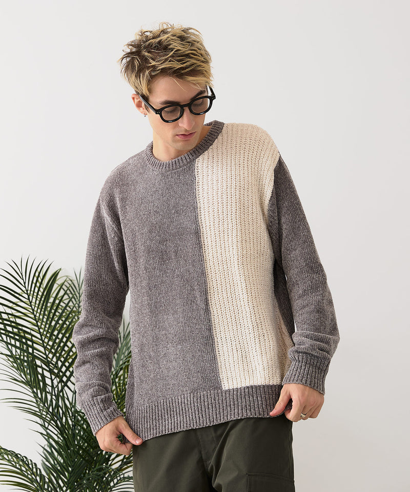 【BLUE STANDARD/ブルースタンダード】モール切り替えニット セーター 冬服 防寒 暖服