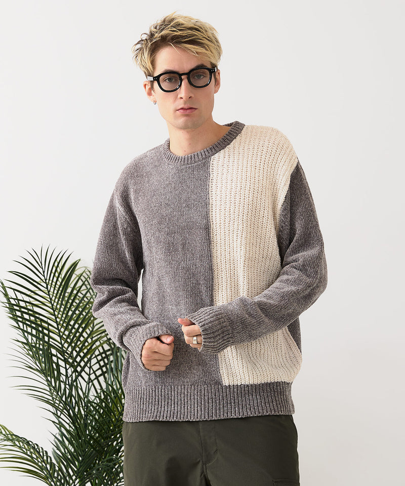 【BLUE STANDARD/ブルースタンダード】モール切り替えニット セーター 冬服 防寒 暖服