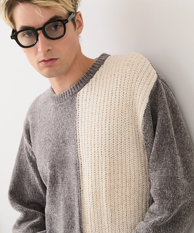 【BLUE STANDARD/ブルースタンダード】モール切り替えニット セーター 冬服 防寒 暖服