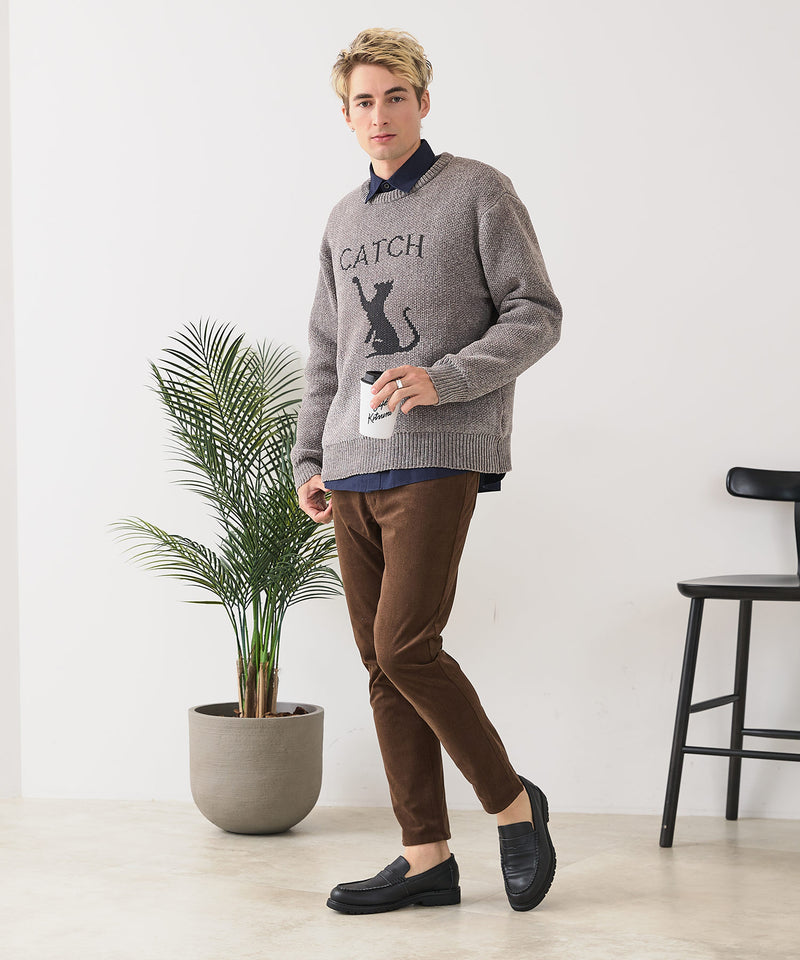 【BLUE STANDARD/ブルースタンダード】モールジャガードニット セーター アニマル 冬服 防寒 暖服